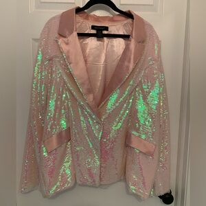 Ashley Stewart Pink Sequin Blazer 24W